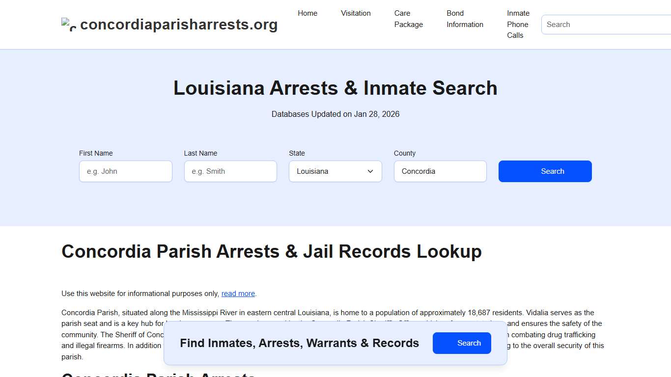 Concordia Parish, LA Arrests, Warrants, Police Records Search